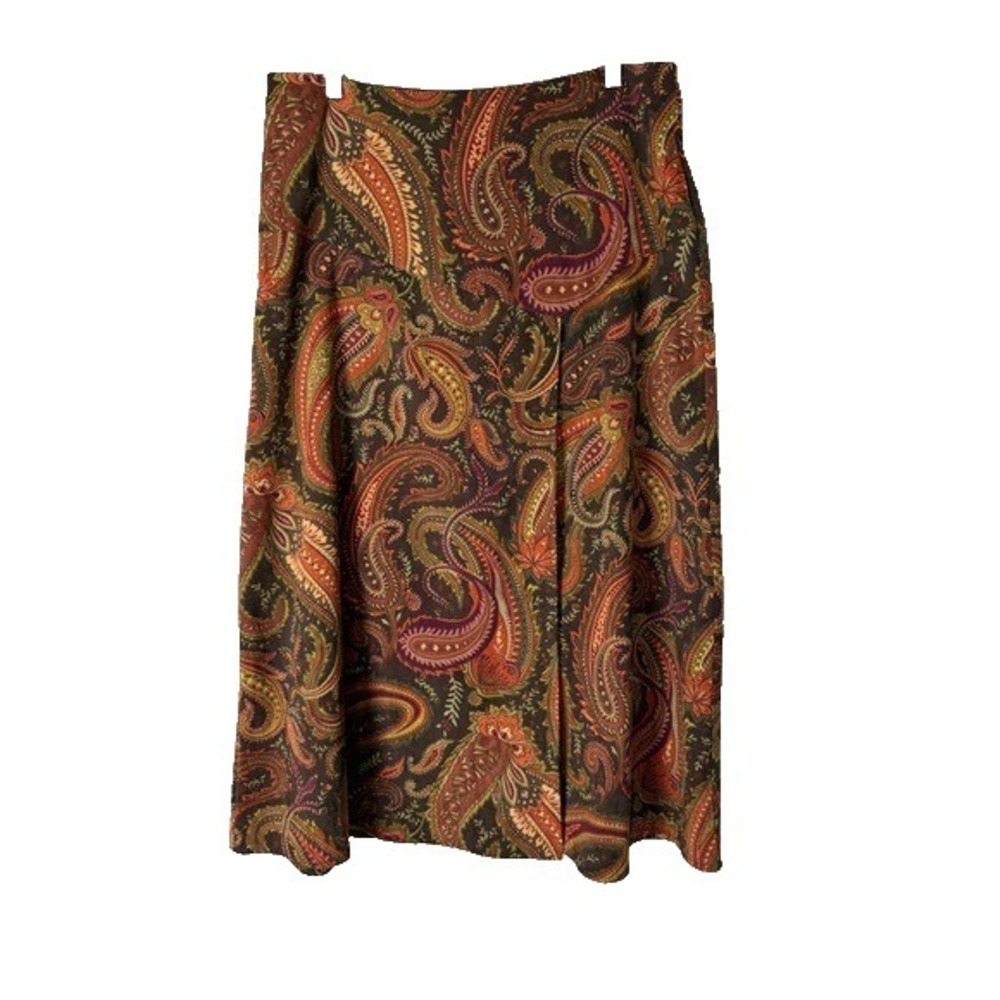 Paisley Print‎ Midi Skirt Womens 14 Hippie Peasant Rustic Country Boho Velour